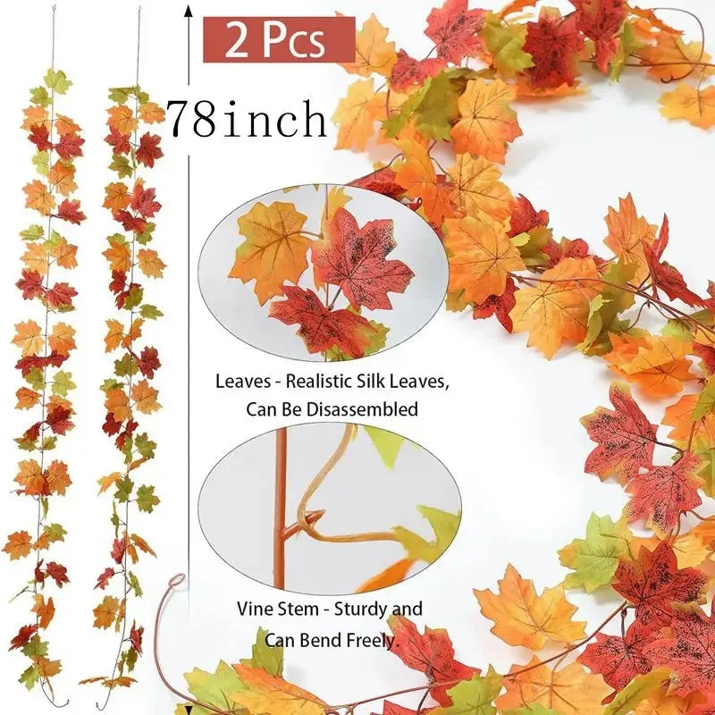 NNEDSZ 2M Artificial Fall Maple Leaf Garland